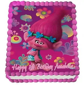 TROLLS REAL EDIBLE ICING CAKE TOPPER PARTY IMAGE FROSTING SHEET - Picture 1 of 2