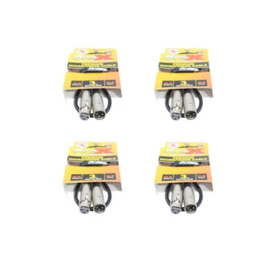4 Pack-Pro X 3 Ft. Balanced XLR3-F to XLR3-M Premium Audio Microphone Cable - Image 1 of 4