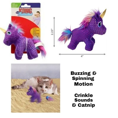 KONG COMPANY KONG Enchanted Buzzy Unicorn W/Catnip - (1) Interactive CAT Toy Spinning Action