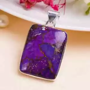 Purple Copper Turquoise Gemstone Pendant 925 Sterling Silver Beautiful Gift MK* - Picture 1 of 8