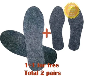 2 Pairs FELT INSOLES Inserts FOR SHOES WOMEN & MEN Spring-Autumn Thickness 5 mm - Picture 1 of 4