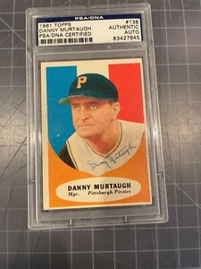 1961 TOPPS #138 DANNY MURTAUGH PITTSBURGH PIRATES RARE SIGNED BASEBALL CARD PSA - Picture 1 of 2