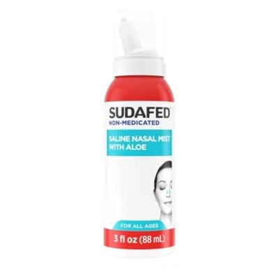 Bruma nasal salina sin medicamentos Sudafed con aloe, 3 fl. oz, EXJUL27 Foto 1 de 4