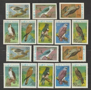 1982 Vietnam Stamps Birds of Prey Scott # 1192-1199 Imperf. & Perf MNH        - Picture 1 of 1