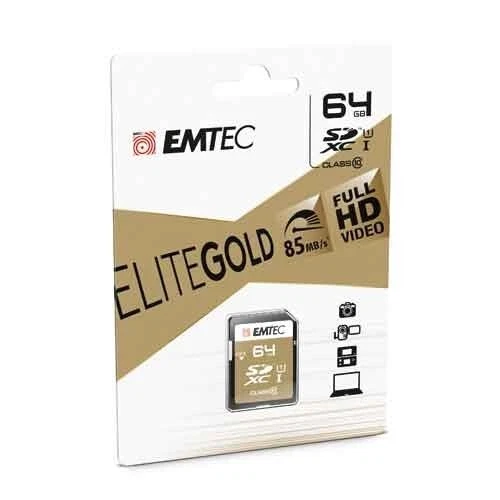 Emtec Dexxxon Elite Gold SDHC 64GB Class 10 Memory Card 85 MB/s Full HD Video - Image 1 of 1