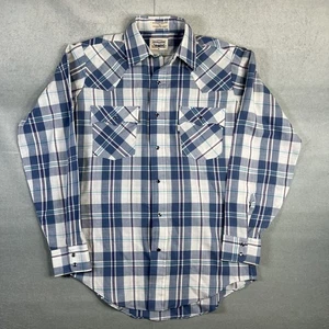 Camisa Western Vintage Levis Pearl Snap Para Hombre Pequeña Azul Cuadros Vaquero Rodeo Años 80  - Imagen 1 de 8