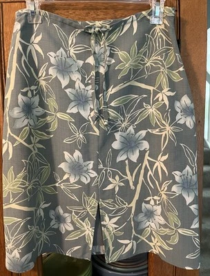 Falda Tommy Bahama Vintage Talla 6 Verde Floral Cremallera Lateral Foto 1 de 4