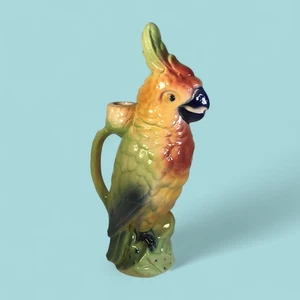 Antique French Saint Clement Majolica Parrot Absinthe Pitcher Decanter - Picture 1 of 8