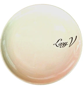 Vince Russo's Lazy V San Bruno CA Tepco chop plate 13 1/4" Tan Brown  EUC - Picture 1 of 4