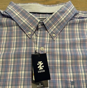 NEW Izod Purple Blue Shirt Men’s 4XB BIG Button Up Long Sleeve Comfort Woven $70 - Picture 1 of 20
