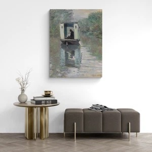 CLAUDE MONET CANVAS PICTURE PRINT WALL ART - The Studio Boat (Le Bateau-atelier) - Picture 1 of 7