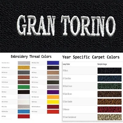 Alfombrillas de bucle de 4 piezas con logotipo personalizado Ford Gran Tornio ACC 1972-1976 Foto 1 de 4