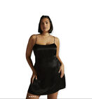 Anthropologie Slip Dress 12 Mini Back Cutout Side Zip Black Slinky Sexy Gothic