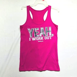 Reebok Womens Medium Racerback Tank Top Hot Pink Gym Work Out Inspiration Gear - Picture 1 of 4