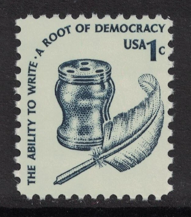 Scott 1581, Shiny Gum-MNH- 1c Inkwell and Quill, Democracy- Americana Series - Image 1 of 1