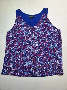 Fortune Ivy Shirt Damen M Bluse blau Nahtfix Blumen V-Ausschnitt Knopfleiste neu ohne Etikett - Bild 1 von 11