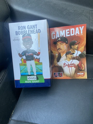 Atlanta Braves Press Box Fire ‘93 Ron Gant Bobblehead SGA 7/19/23 NIB w/ Program Cover