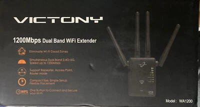VICTONY Dual Band Wi-Fi Range Extender 1200Mbps ~ Signal Booster ~ WA1200 - Image 1 of 2