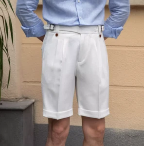 Men's Thin Summer Breathable High Waisted Casual Shorts Retro Formal Pants 2025 - Picture 1 of 15
