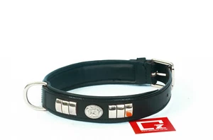 COLLAR DE CUERO PERRO CON CARA DE PERRO TOTALMENTE ACOLCHADO LATÓN CROMADO EN 6 COLORES - Imagen 1 de 19