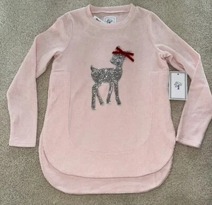 NWT Reindeer Girls Pink Christmas Sweater - Picture 1 of 3