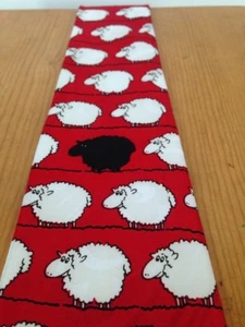 Steven Harris Black Sheep Funny Cartoon Drawing Mens Handmade Tie 3.75" Wide - Picture 1 of 6