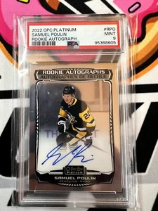 22-23 O-Pee-Chee Platinum Rookie Auto Samuel Poulin PSA 9 Penguins - Picture 1 of 2