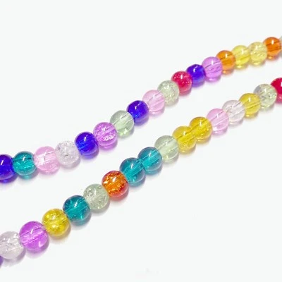 Glasperlen Crackle rund ca. 3,5 mm bunt transparent 100 Perlen nenad-design - Bild 1 von 4