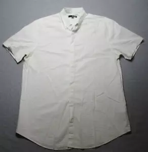 Murano Men's Medium White Button Up Casual Striped Short Sleeve Shirt - Picture 1 of 6