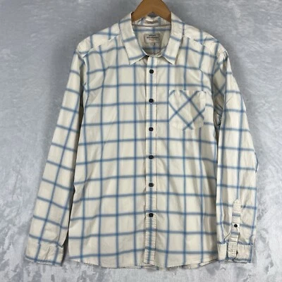 Quicksilver Waterman Button Shirt Mens Large Tailored Fit Soft White Blue Plaid - Image 1 of 4
