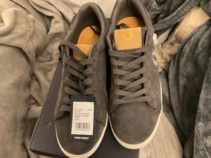 fred perry mans trainers size 8 gunmetal BNEW - Picture 1 of 5