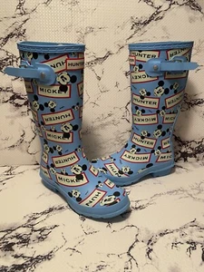 New Hunter Original Kids Unisex Disney Mickey Print Boots- Girls Sz 3/Boys Sz 2 - Picture 1 of 8