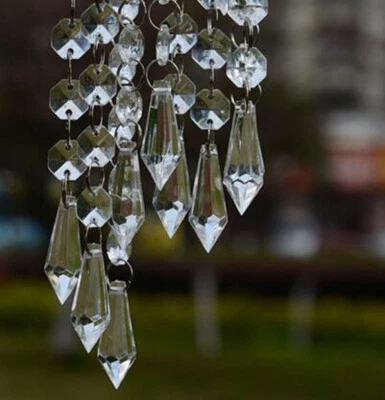 10pcs 3.3FT Clear Acrylic Crystal Garland Chandelier Hanging Wedding Party Decor - Image 1 of 4