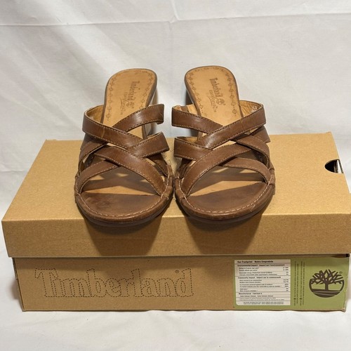 Sandali Timberland comodi in pelle con tacco marrone taglia 6 5M slides