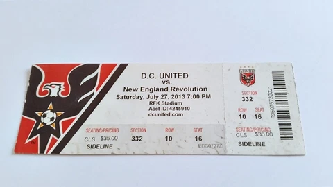 used ticket DC UNITED - NEW ENGLAND REVOLUTION 27.07.2013 Cover