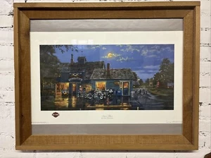 Dave Barnhouse " Sam's Place " Signed With Harley Logo With Nice Frame 32 X 25 - Picture 1 of 19