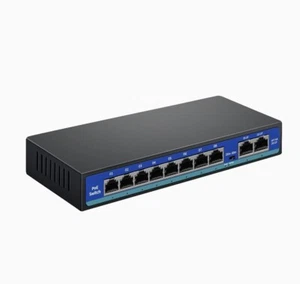 Narpult Poe Switch 8 Port Poe Switch For Ip Cameras With 2 Uplink Ports “New” - Picture 1 of 13