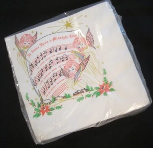 36 Vintage Christmas Paper Luncheon Napkins Sealed It Came Upon A Midnight Clear - Picture 1 of 3