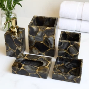 Black Agate Bathroom Sets | Gifts For Him/her | Bathroom Accessories Set - Picture 1 of 7