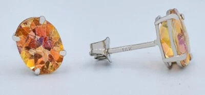 AZOTIC TOPAZ  5.32 Cts STUD EARRINGS 14K WHITE GOLD - Made in USA - New With Tag - Image 1 of 4
