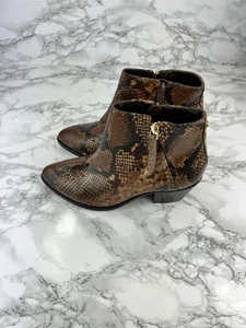 Dune London Botines Para Mujer UK 5 Cuero Marrón Estampado Serpiente Tacones Bloque Cremallera - Imagen 1 de 15