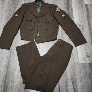 Vintage US Army Ike Jacke Hose Set Herren 38R W30 L31 Wolle WWII Uniform 1940er - Bild 1 von 15