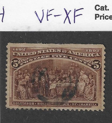 US Scott 234,Columbian, 5 cent chocolate,1893,VF- XF - Image 1 of 2