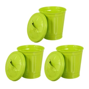 3 Stück Mini Mülleimer mit Deckel kleine Metalleimer Tisch Abfalleimer Schreibtisch Stift - Bild 1 von 12