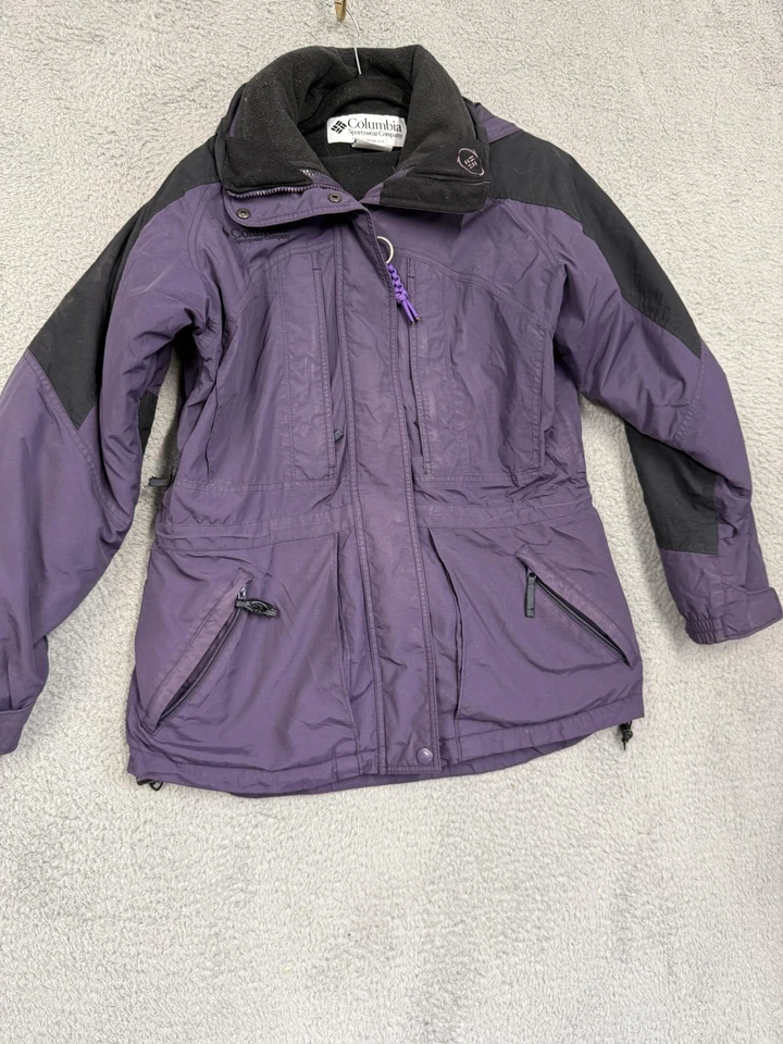 Chaqueta Columbia para mujer mediana púrpura negra intercambio con capucha forrada de lana esquí Foto 1 de 4