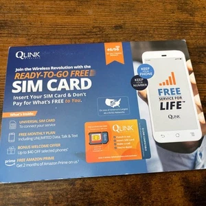 QLINK Wireless Cellular 4G LTE/5G Zestaw kart SIM - zawiera kartę SIM i adapter - Zdjęcie 1 z 3