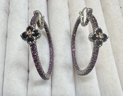 Pendientes de aro BARBARA BIXBY rodolita granate espinela y topacio .925 y 18k usados en excelente estado (A) Foto 1 de 4