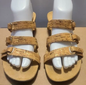 Vionic hellbraune Damen-Riemchensandalen Korkoptik Keilabsatz 7 US - Bild 1 von 6