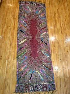 Sciarpa colorata Raj Anthropologie filato ricamato maglia rayon frange orlo - Foto 1 di 6