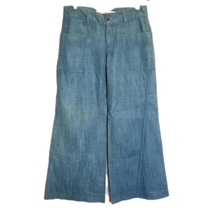 Vintage Indigo Hand Lauren aufgesetzte Tasche weites Bein ausgestellt Denim Jeans Gr. 27 EU / 4-6 US - Bild 1 von 6